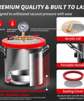 ROGVOC 1.5-Gallon stainless steel vacuum chamber with acrylic lid and hose