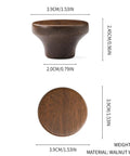 Modern Warm Walnut Wood Cabinet Knobs And Single Hole Drawer Pulls for Dressers, showing round and tapered designs.