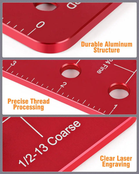 Close-up of Nut And Bolt Thread Checker Kit With 35 Size Gauge showing durable aluminum structure and precise laser engravings.