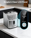Countertop Nugget Ice Maker With Self Cleaning And Ice Scoop Pebble Ice Machine Delivers Soft Chewable Ice On Kitchen Counter