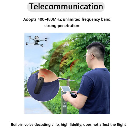 Man controlling drone with Drone Speaker Megaphone Wireless Mini Speaker For RC Cars And Drones Two Way Radio Easy Talk