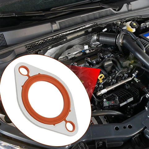 Heavy Duty Aluminum 1/8 Inch Water Neck Housing Gasket With Silicone Seal Replacement For Chevy Small Block And Big Block V8 Engines Including 265 283 305 327 350 383 396 400 427 454 472 500 Hot Rod Ready aluminum gasket in Chevy engine bay