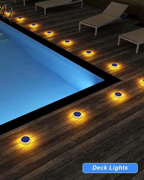 Solar Step Lights Outdoor Waterproof 4 Pack Warm White Flat Lights For Stairs Deck Dock Pathway Driveway Ground With 360 Degree