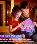 Mother and daughter opening a gift box with a glowing 2025 Upgraded Flying Orb Ball Toy With Hover Boomerang Spin Mini Drone inside.