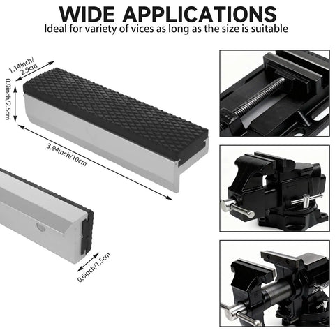 Heavy Duty 6 Pack 4 Inch Magnetic Bench Vise Soft Jaws Pads, high-quality aluminum and rubber protectors for secure clamping.