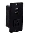 Flush Mount Power Outlet With Heat Resistant Pc Body Legit Fire Proof Design Clean Wire Routing No Sweat Wall Install For Modern Homes And Fast Room Refreshes, black AC and USB combo socket.
