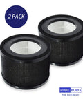 Two Pack True HEPA Air Filter for TaoTronics TT-AP001 Gukify AP001 and VAVA VA-EE014 Purifiers with H13 Activated Carbon 2 In 1 Filtration, Easy Drop In Replacement for Cleaner Air and Less Dust, shown in black with white inner layer, Pure Burg brand.