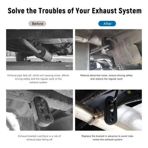 Heavy Duty Double Ribbed 90 Degree Bend Exhaust Hanger Rod Kit For Weld In Place Universal Muffler Bracket Support Rods Fit Wide Range Of Car Pipes And Rides. before after exhaust hanger support