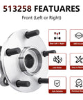 Front Wheel Bearing and Hub Assembly Pair for 2006-2018 Toyota RAV4, 2016-2020 Mirai, and 2011-2016 Scion tC with ABS encoder