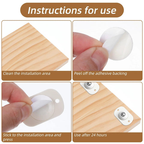 Step-by-step installation guide for Eight Pack Self Adhesive Caster Wheels With 360 Degree Swivel Universal Small Casters.