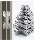 180 Degree Concealed Hinge For Folding Doors And Screens Beefy Heavy Duty Hidden Door Hardware With Zinc Alloy Body And Stainless Steel Bearings Number 2 Hinge Ideal For Glass Doors And Invisible Panels stacked and installed view.