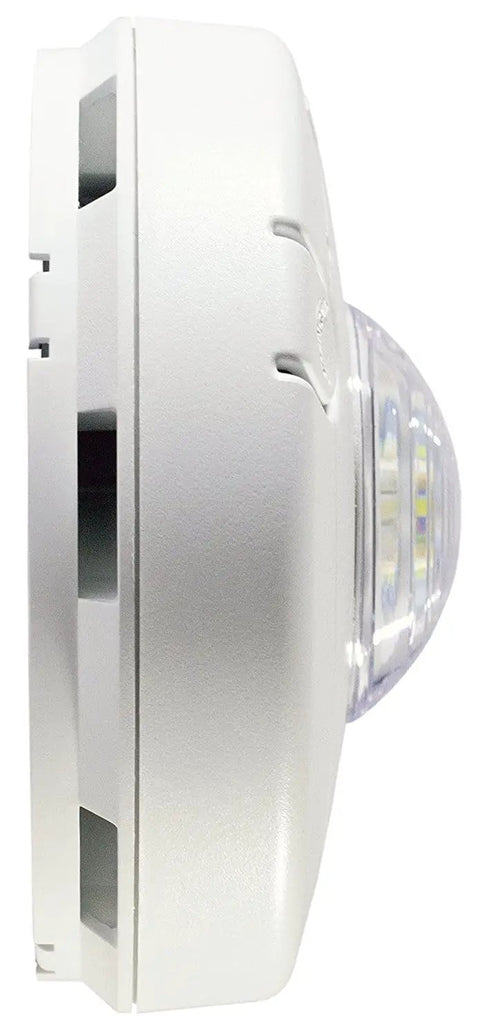 Side view of Hardwired Hearing Impaired Smoke And Carbon Monoxide Alarm With LED Strobe Light BRK 7030BSL Combination Alarm in white