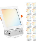 12 Pack 6 Inch Ultra Thin LED Recessed Canless Wafer Panels With Junction Box, 5 Color Temperature Switchable 2700K To 5000K, 12W Dimmable