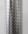 Diamond Plate Vinyl Wrap Roll With Anti Slip Traction Pattern Metallic Chrome Finish Self Adhesive Silver Sheet 17.8in x 50ft