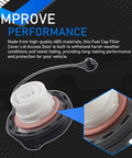 Close-up of fuel tank cap replacement for 2009-2015 Mazda 3 CX7 CX9, black filler cover lid, made from high-quality ABS material.
