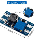 MT3608 Dope DC-DC Step Up Boost Converter Module size display, 36mm x 17mm, blue board with components, Pack Of 10.