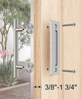 12 Inch Sliding Barn Door Handle Hardware Two Sided Design With Brushed Stainless Steel Pull Handle For Garden Gate And Shed Flush Mount With Round Grip On One Side And Three Sixteenths Inch Recess On The Other Heavy Duty.