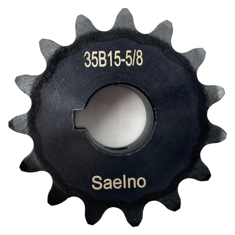 35B15 Type B Roller Chain Sprocket Five Eighths Inch Bore 15 Teeth ANSI 35 Hardened 1045 Steel Rust Resistant Built Tough Heavy Duty Drive Sprocket With Three Sixteenths By Three Thirty Seconds Keyway And Two Set Screws For Dependable Power Transfer