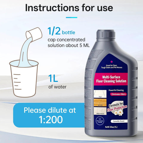 70.54 Fl Oz All Purpose Cleaner For Robot Vacuums And Mops With Low Foam Formula Boss Level Stain Removal Leaves Floors Instruction