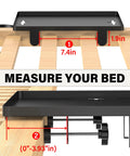 Built Different Solid Carbon Steel Bedside Shelf Clip On Floating Organizer With Cup Holder Cable Hole Storage Caddy And Hanging Hooks For Dorm Room Essentials measurements on a bed frame.