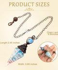 Crystal Copper Pendulum For Divination And Energy Balancing With Real Aquamarine Chip Crystals, Dowsing Tool With Sturdy Chain
