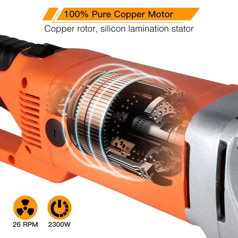 Npt Pipe Threader Machine 2300W With Six Hss Dies For One Half To Two Inch Conduit showcasing 100% pure copper motor internals.