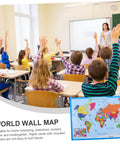 Colorful Laminated World Map Poster For Kid Friendly Wall Decor Educational Geography Chart For Preschool And Kindergarten