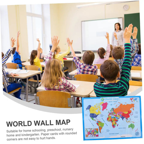 Colorful Laminated World Map Poster For Kid Friendly Wall Decor Educational Geography Chart For Preschool And Kindergarten