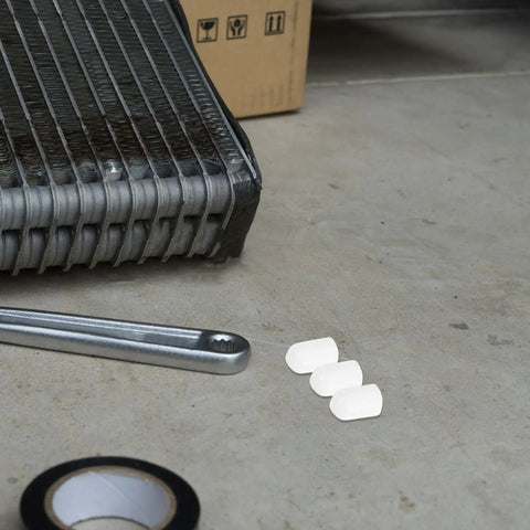 Top Shred Yardwe 100 Pcs Flexible White PVC Bolt End Caps Round Tube Protectors For Screw Thread Guarding And Snazzy Identification In Industrial Shop Jobs And Home Renos To Keep Threads Safe From Damage. White PVC bolt end caps beside a threaded metal rod on concrete
