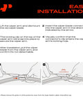 Top Tier 24 And 19 Inch Windshield Wiper Blades With Embedded Wear Indicator Plus Bonus Cleaning Towel Game Changing Grip installation guide showing steps for proper attachment.