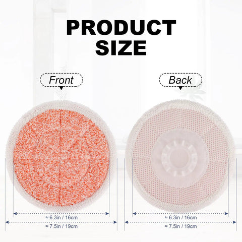 Front and back view of All In One Steam Mop Replacement Pads For S7000 Series And S8201 Rotating Scrubber, 6.3in diameter.