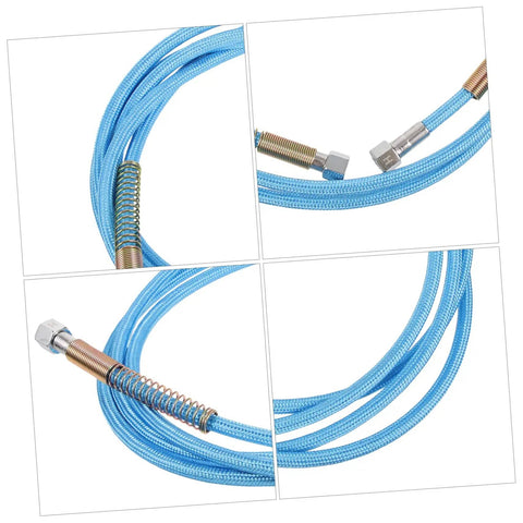 Collage of high temperature steam hose showing flexible tubing and connectors for steam irons, ideal for manufacturing and home use.