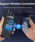 Person holding HD2 DMR Handheld Radio Dual Band Digital And Analog Two Way Radio With 500K Contacts And 3200mAh Battery IP67