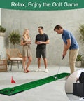 Indoor Golf Putting Mat With Premium Velvet Surface And Anti Slip Base For Stable, Realistic Rolls setup in a living room