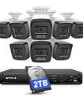Eight 3K IP PoE cameras and NVR from 5MP All In One Security Camera System With Two Way Audio, 2TB hard drive included