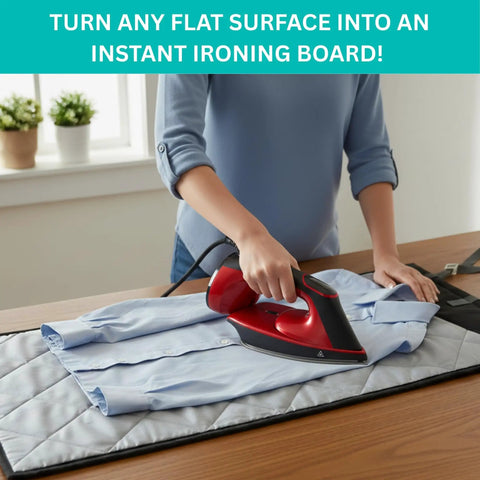 Over The Door Clothes Steamer Pad For Ironing And Garment Steam XL Protective Press Mat used on table with iron