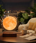 Lit Floating Moon Lamp With Magnetic Levitation And Spinning 5.9 Inch Moon Light 16 RGB Colors Remote Control in cozy room setting