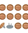Slick Pine Wood Texture Child Proof Outlet Covers For Wall Sockets, 12 reusable caps in a round design, easy snap install.
