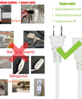 15 Foot Two Prong Indoor Outdoor Extension Cord With Single Outlet White Thin Design For Holiday Lights Lamps Cameras and Small Appliances shown with multiple outlet comparison