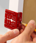 Person using Concealed Cabinet Hinge Jig With 35 Mm Forstner Bit And Metal Bushing Drill Guide For Framed And Frameless Cabinets Precise Hinge Cup Holes Edge Alignment Tips Durable Diy Ready Jig For Fast Accurate Installations