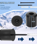 Installation components for Heavy Duty Snowboard Wall Mount with Slick PU Rubber Grip, including screws and anchors.
