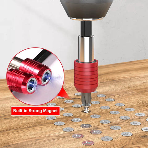 Drill Bit Extension Set 4 Pcs Magnetic Bit Holder Bar Chuck Adapter Extender Heavy Duty One Quarter Inch Hex Quick Release