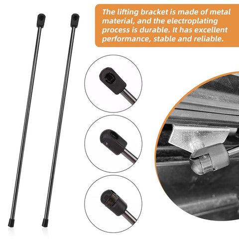Top Shelf Tonneau Cover Lift Strut Replacement 2 Pack For Bakflip Hard Tri Fold Truck Bed Covers showing black steel rods and brackets.