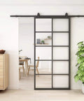 DIY Glass Sliding Kitchen Barn Door 42 Inch Wide 84 Inch High With Aluminum Frame And 5 Lite Tempered Glass Panels in modern interior