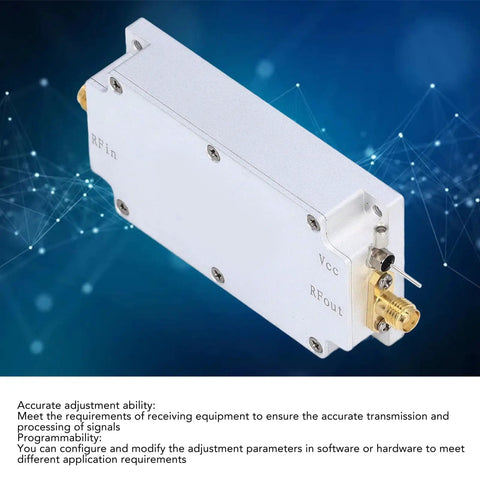 Programmable Power Signal Conditioner Featuring Forty Db Gain And Heavy Duty Aluminum Alloy Housing For Rock Solid Transmission Optimization and Top Shelf Performance and Hassle Free Calibration, compact design.