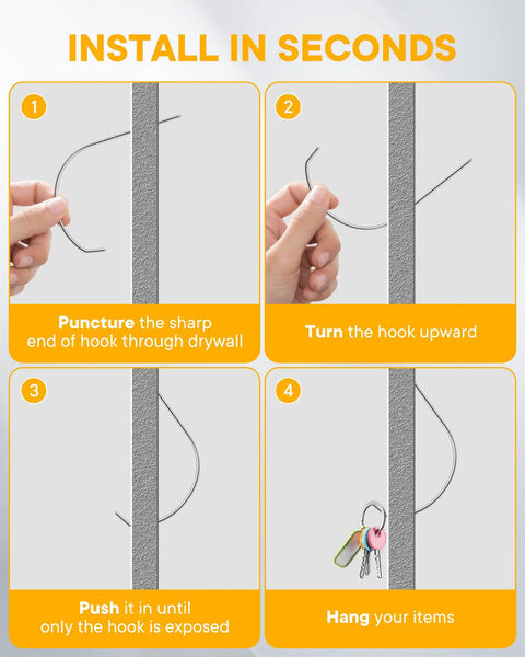 How to install 40 Pack Picture Hangers Super Hooks For Drywall No Tools Needed Holds Up To 100 Lbs Silver Finish Heavy Duty Design