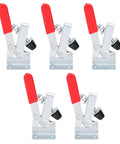 5-piece Heavy Duty Quick Clamp Set for auto manufacturing with red handles and galvanized finish, stable clamping force visible.