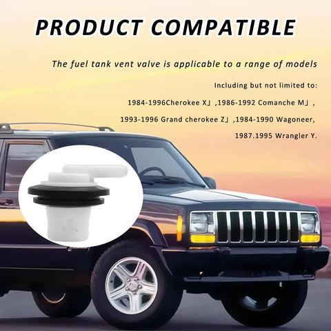 Two Pack Fuel Tank Vent Valve And Grommet Kit For Jeep Wrangler 84-96 with vehicle compatibility list