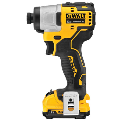 Compact 12V Max Cordless Impact Driver Kit Featuring A Brushless Build And Quarter Inch Quick Swap Chuck for precision jobs.