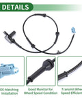 Front view: Motoforti ABS wheel speed sensor for Nissan 350Z front-left, black cable with blue connector.